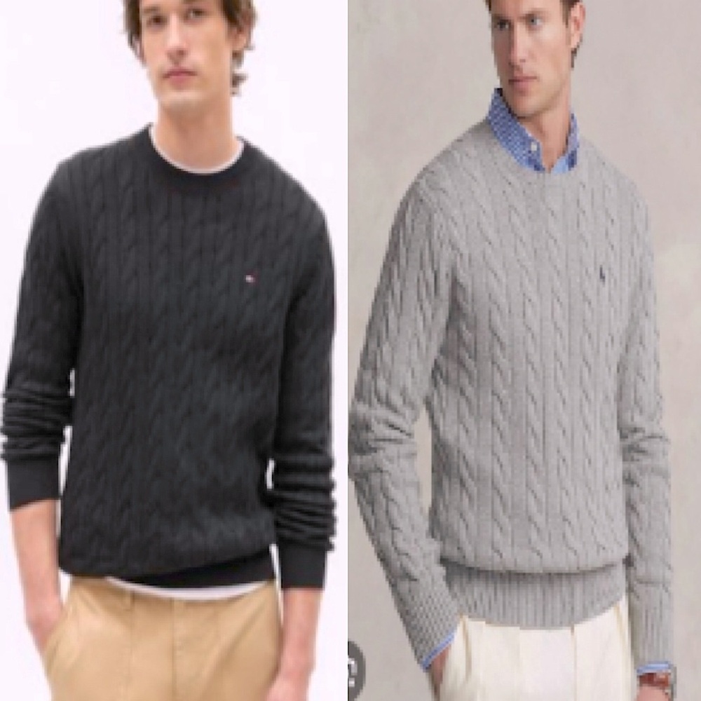 Brooks Brothers  Cable 💯 Lambs Wool Crew Neck Pull On Sweaters Size L